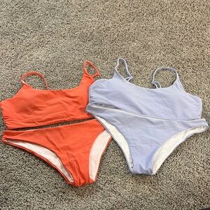 Set of 2 Women’s SHEIN bikinis, coral and powder blue, L, new